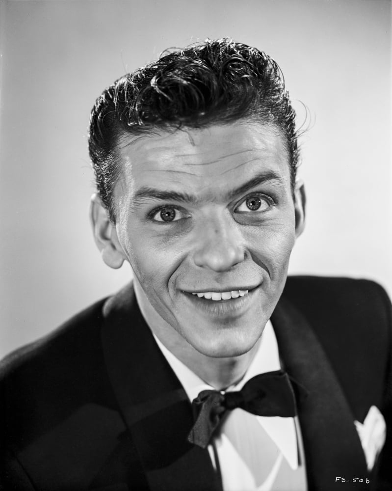 Frank Sinatra Looking Up, smiling in Black Suit Photo Print (8 x 10), image size:799x1000