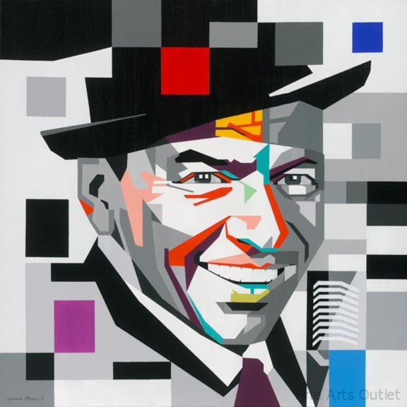 Frank Sinatra by Gerardo Mendez Patricio - Acrylic - Size: 48"L x 48"W x 2"H.