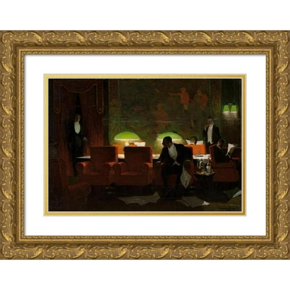 Frank Street 18x14 Gold Ornate Wood Frame and Double Matted Museum Art Print Titled - A Gentleman's Club (1917)
