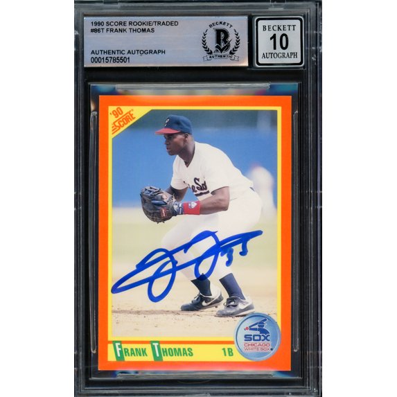 Frank Thomas Autographed 1990 Score Traded Rookie Card #86T Chicago White Sox Auto Grade Gem Mint 10 Beckett BAS 216710