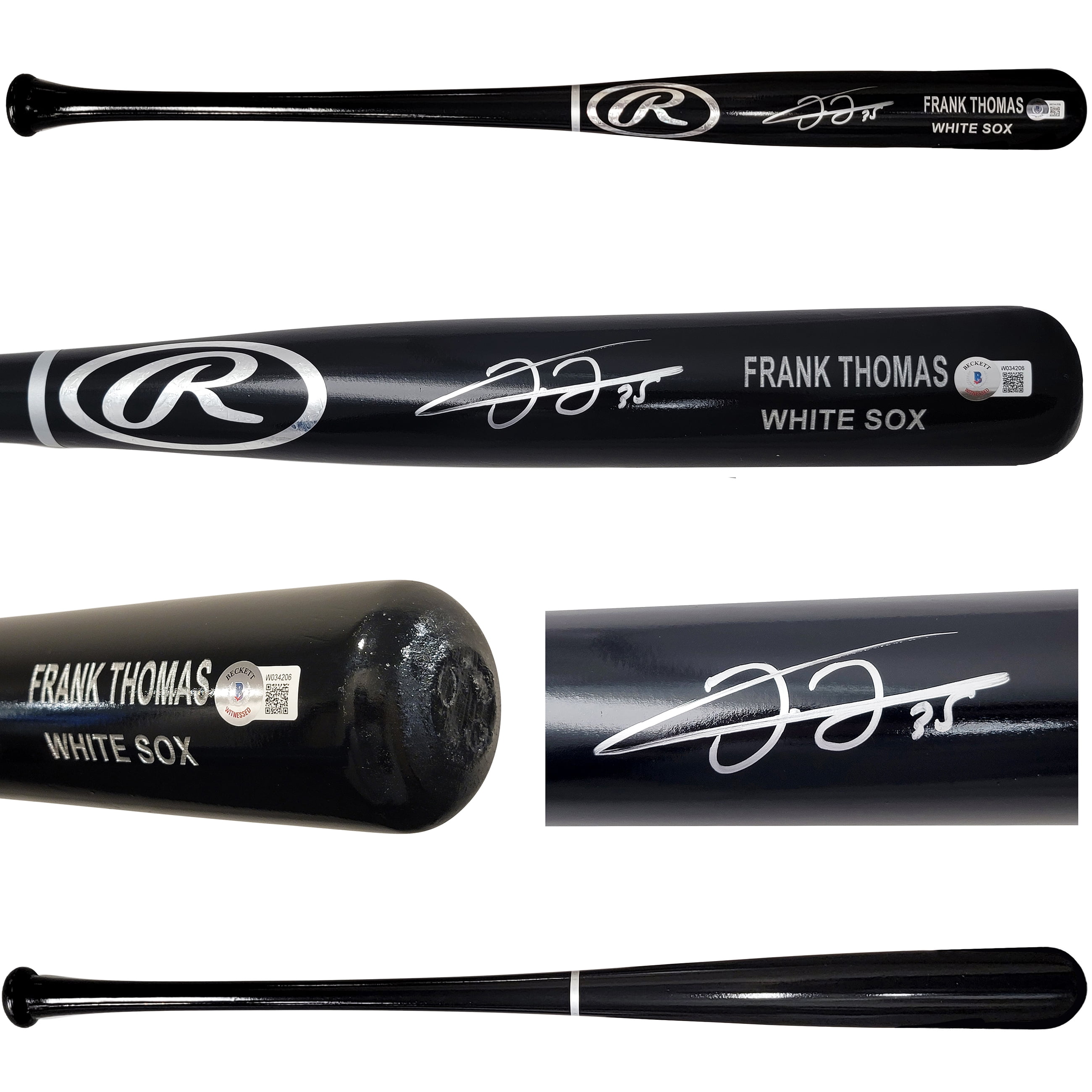 Thomas Bat Frank Thomas Autographed Black Rawlings Game Model Bat Chicago White ...