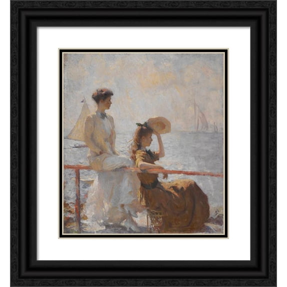 Frank Weston Benson 12x13 Black Ornate Wood Framed Double Matted Museum Art Print Titled: Summer Day (1911)