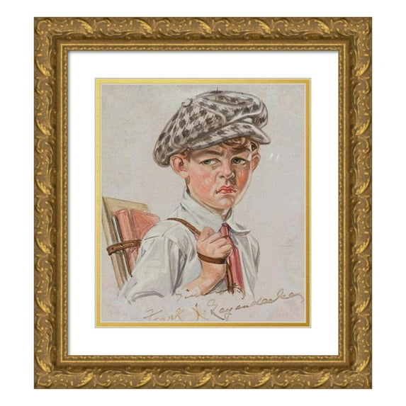 Frank Xavier Leyendecker 15x17 Gold Ornate Wood Frame and Double Matted Museum Art Print Titled - Hating School