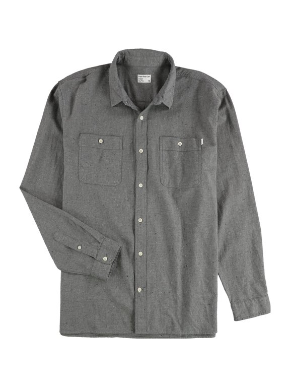 $99 Frank & Oak Men's Rusted Textured Button Up Shirt 100% Cotton, Grey Size L