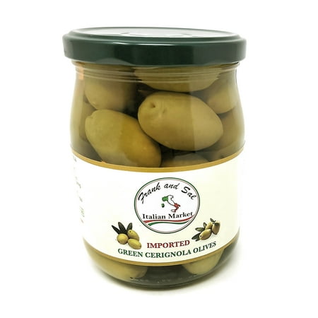 Frank and Sal's Authentic Cerignola Olives: Experience Rich Heritage and Unmatched Quality - 2 Glass Jars, 19.4 oz each