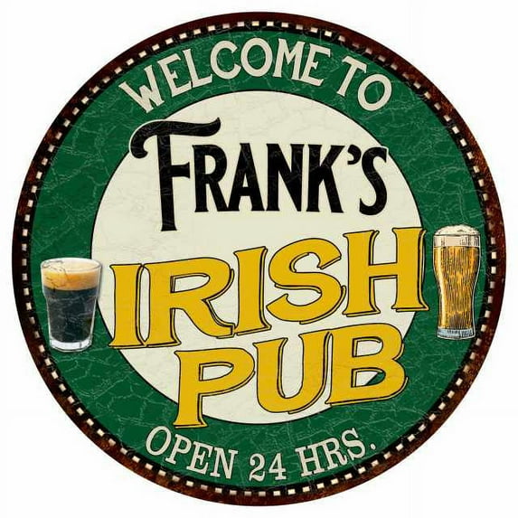 Frank's Irish Pub 14" Round Metal Sign Kitchen Bar Wall Decor 100140036167