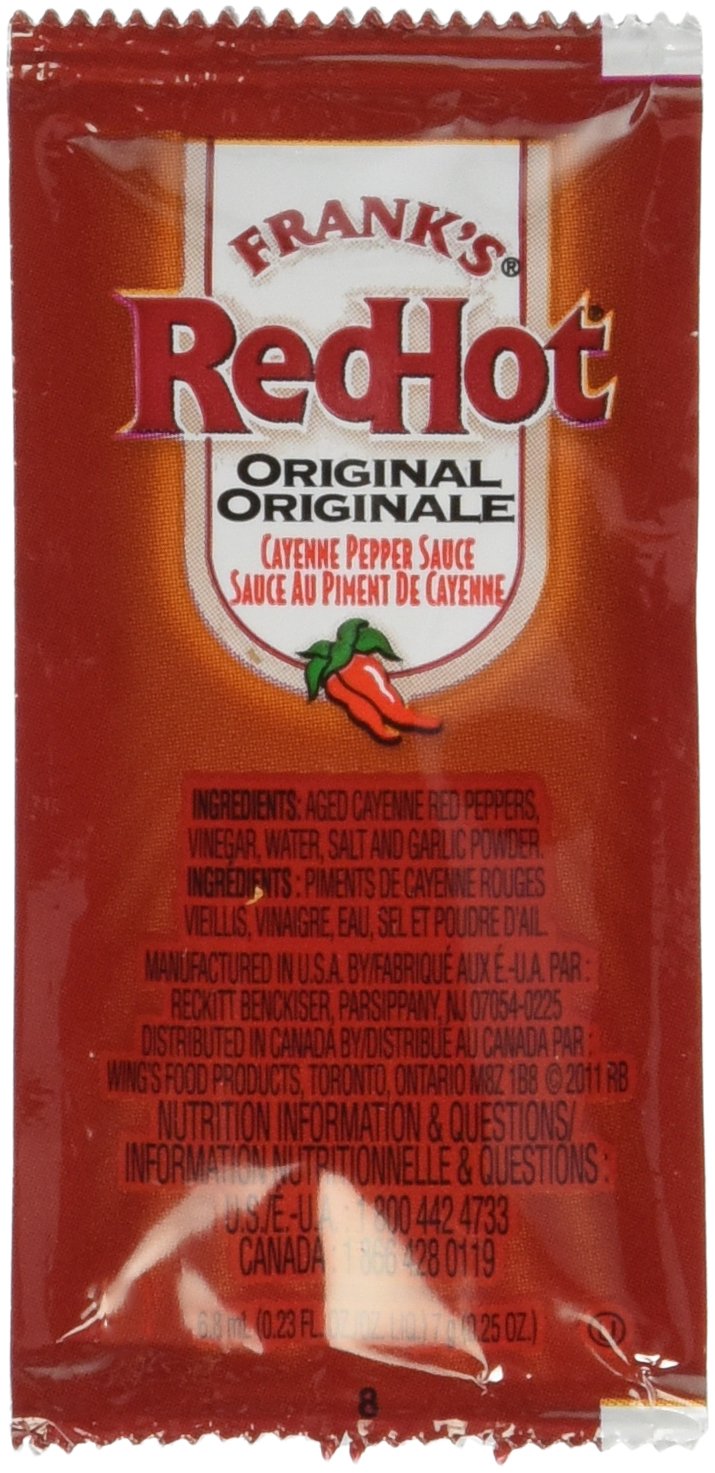 Frank's Red Hot Original Cayenne Pepper Sauce, 7gram Pouch (Pack of