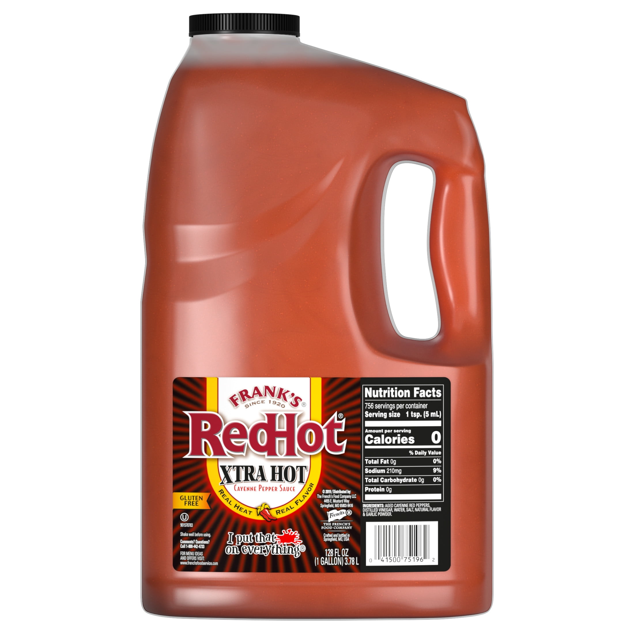 Frank's RedHot Gluten Free Xtra Hot Cayenne Pepper Hot Sauce, 1 gal Jug
