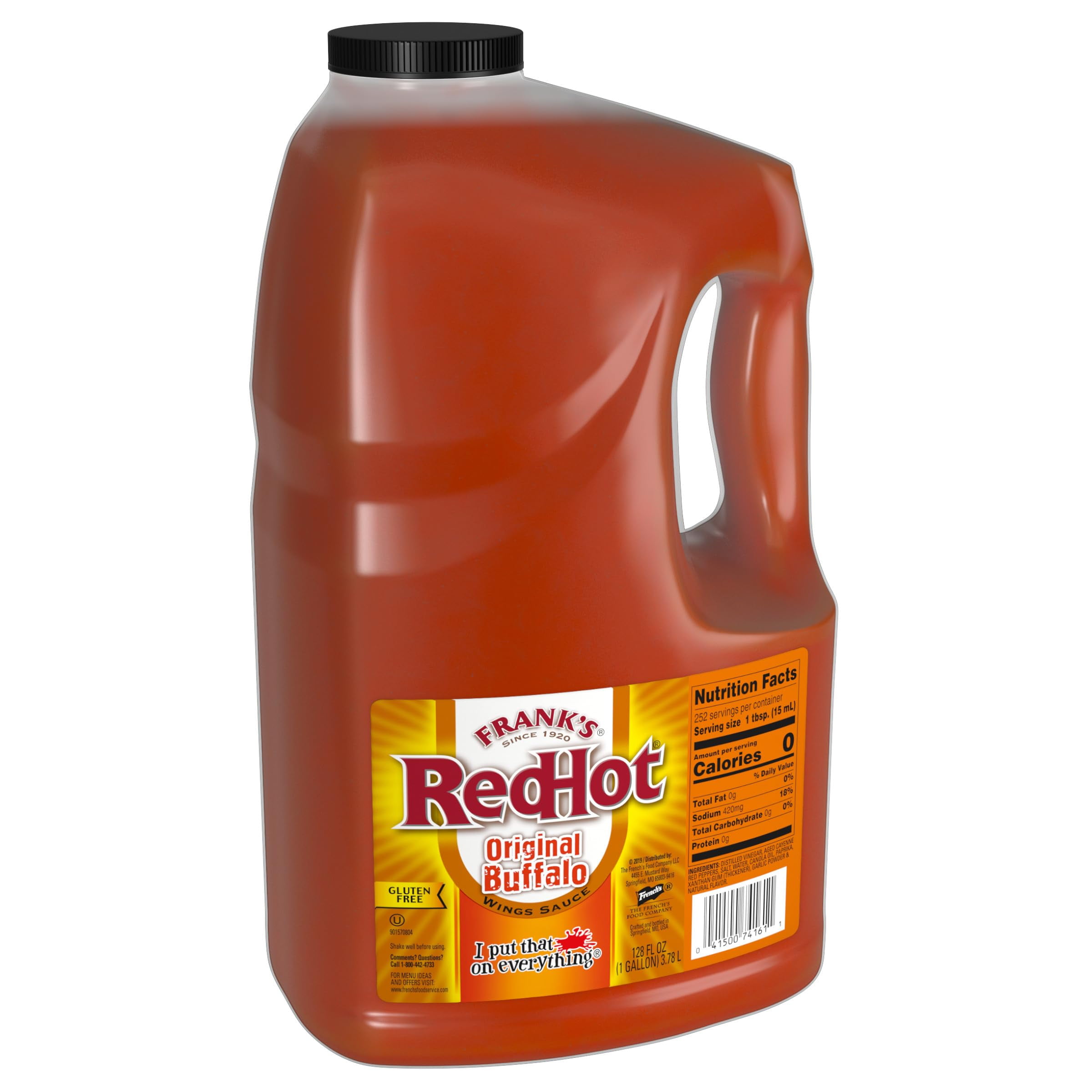 Frank's RedHot Original Buffalo CI30&nbsp;Wings Sauce, 1 gal - 1 Gallon Bulk Container of Buffalo Hot Sauce with a Bold, Spicy Flavor Perfect for Wings, Dressings, Dips and More