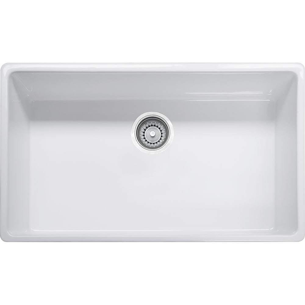 White Fireclay 33" Single Bowl Farmhouse Apron Sink