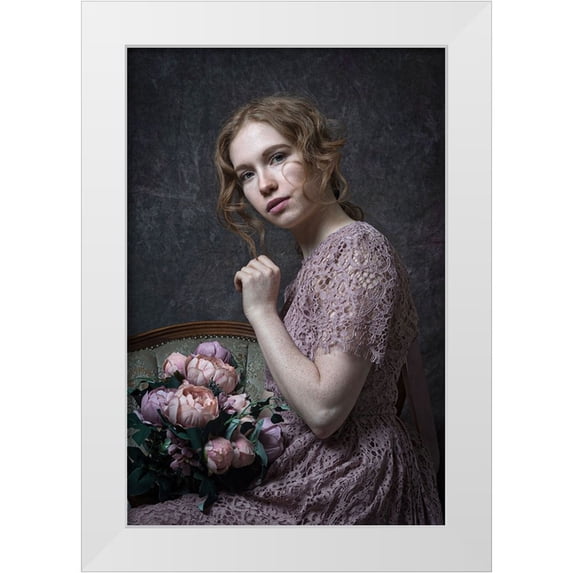 Franke, Ruth 13x18 White Modern Wood Framed Museum Art Print Titled - With Flowers