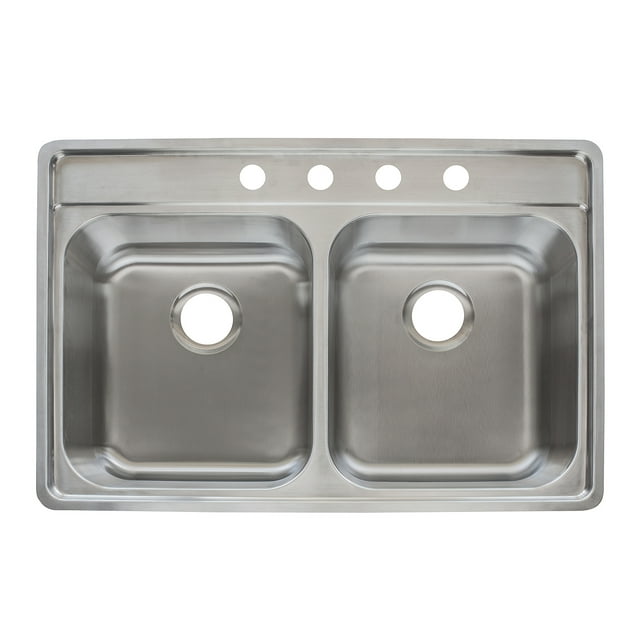 Franke Stainless Steel Top Mount 14.687 in. W X 18.187 in. L Double Bowl Kitchen Sink Silver
