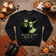 thumbnail image 1 of Frankenstein And Bride You Make Me Feel Alive Sweatshirt, Valentine Retro Horror Couples Love Sweater, 1 of 6