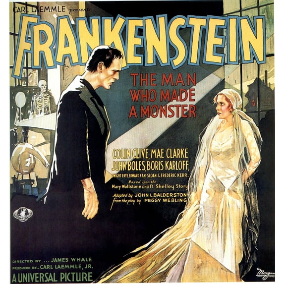 Frankenstein Boris Karloff Mae Clarke On Six-Sheet Poster Art 1931. Movie Poster Masterprint (24 x 36)