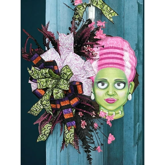 Frankenstein Bride Halloween Wreath, Halloween Wreath, Halloween Decor
