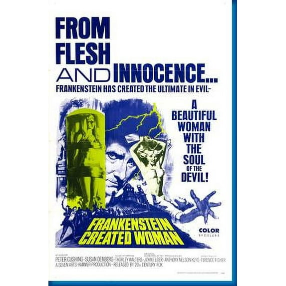 Frankenstein Created Woman Movie Poster Art Poster 24x36 Unframed, Age: Adults, Rectangle Z Posters