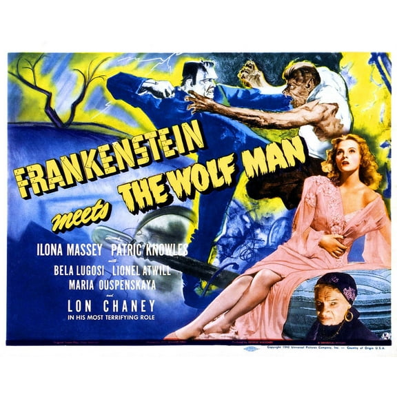 Frankenstein Meets The Wolf Man Bela Lugosi Lon Chaney Jr. Ilona Massey Photo 24X36 Classic Hollywood Poster