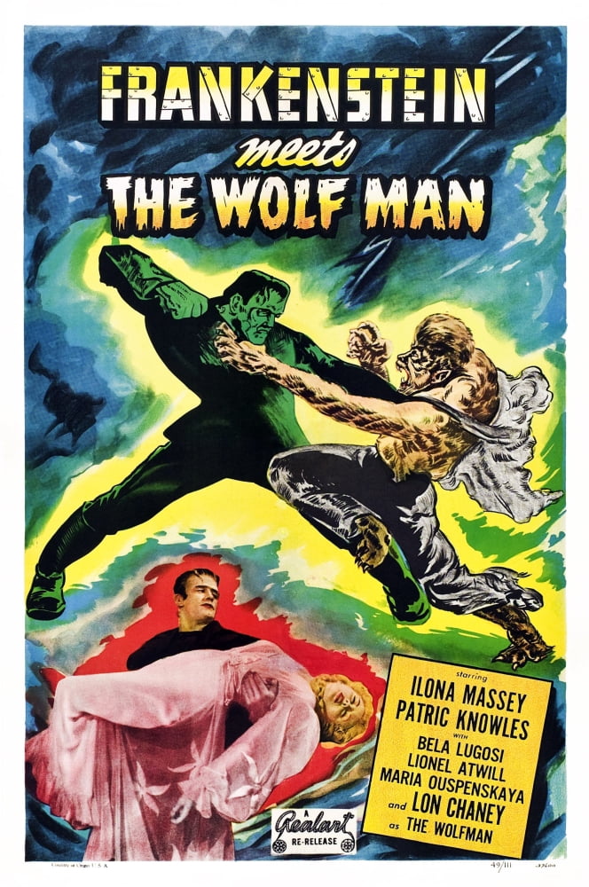Frankenstein Meets The Wolf Man Canvas Art -  (24 x 36)