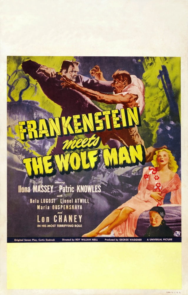 Frankenstein Meets The Wolf Man Canvas Art - (24 x 36)