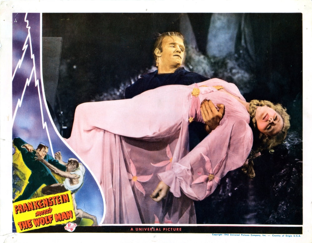 Frankenstein Meets The Wolf Man Canvas Art - (28 x 22)