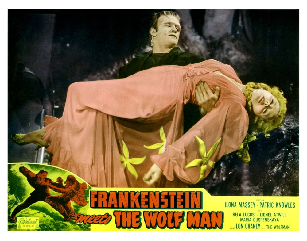 Frankenstein Meets The Wolf Man Canvas Art - (28 x 22)