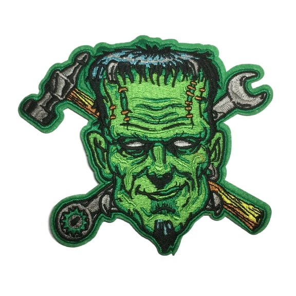 Frankenstein Monster 5 1/2" Wide Embroidered Iron On Patch