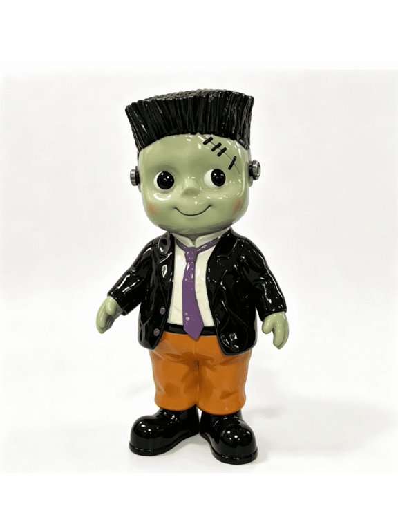 Frankenstein Pauly D Halloween Figurine, Cute Cartoon Monster Resin Statue, Indoor Tabletop Holiday Decor Ornament (C)