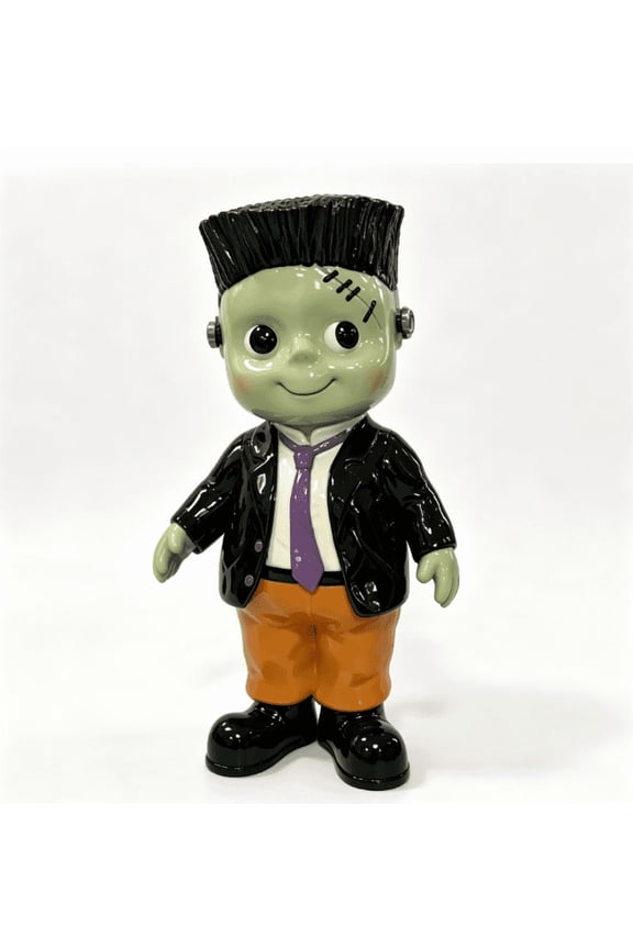 Frankenstein Pauly D Halloween Figurine, Cute Cartoon Monster Resin Statue, Indoor Tabletop Holiday Decor Ornament (C)