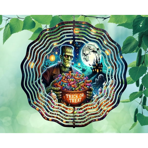 Frankenstein Wind Spinner, Trick or Treat Halloween Outdoor Hanging Garden Decor