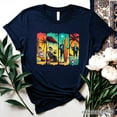 thumbnail image 1 of Frankenstein's Beach Vacation T-Shirt, Retro Neon Surf Style Tee for Horror Fans with Summer Vibes, 1 of 10