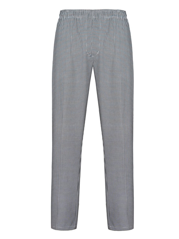 65/35 Poly/Cotton Men’s Chef Pants, Black & White Hounds Tooth Pattern