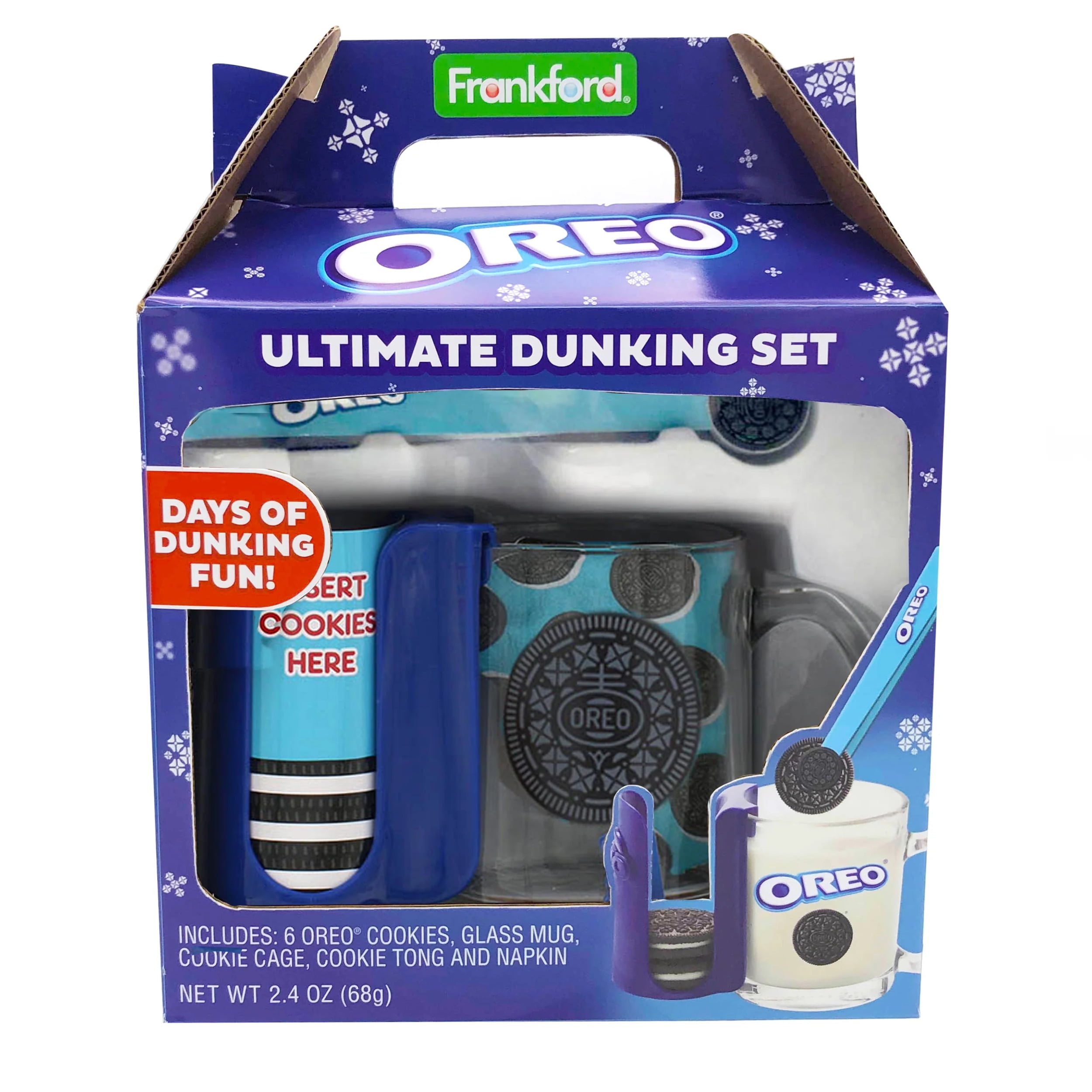 Ohso Little Cookie Dipper - 8 oz Glass, Oreo Cookie Dunker Funnel, 4 Cookie Dipping Milk Levels, Dunk 2 Cookies at Once, Holds Cookies at Desired