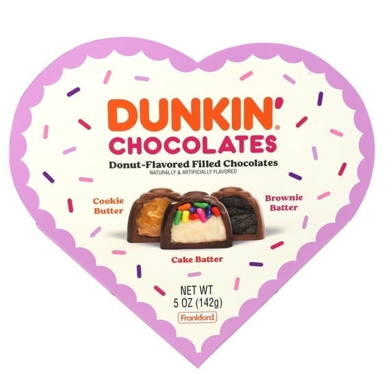 Frankford Candy Dunkin' Valentine's Day Chocolates Heart Box, 5oz
