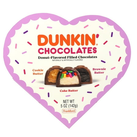 Frankford Candy Dunkin' Valentine's Day Chocolates Heart Box, 5oz