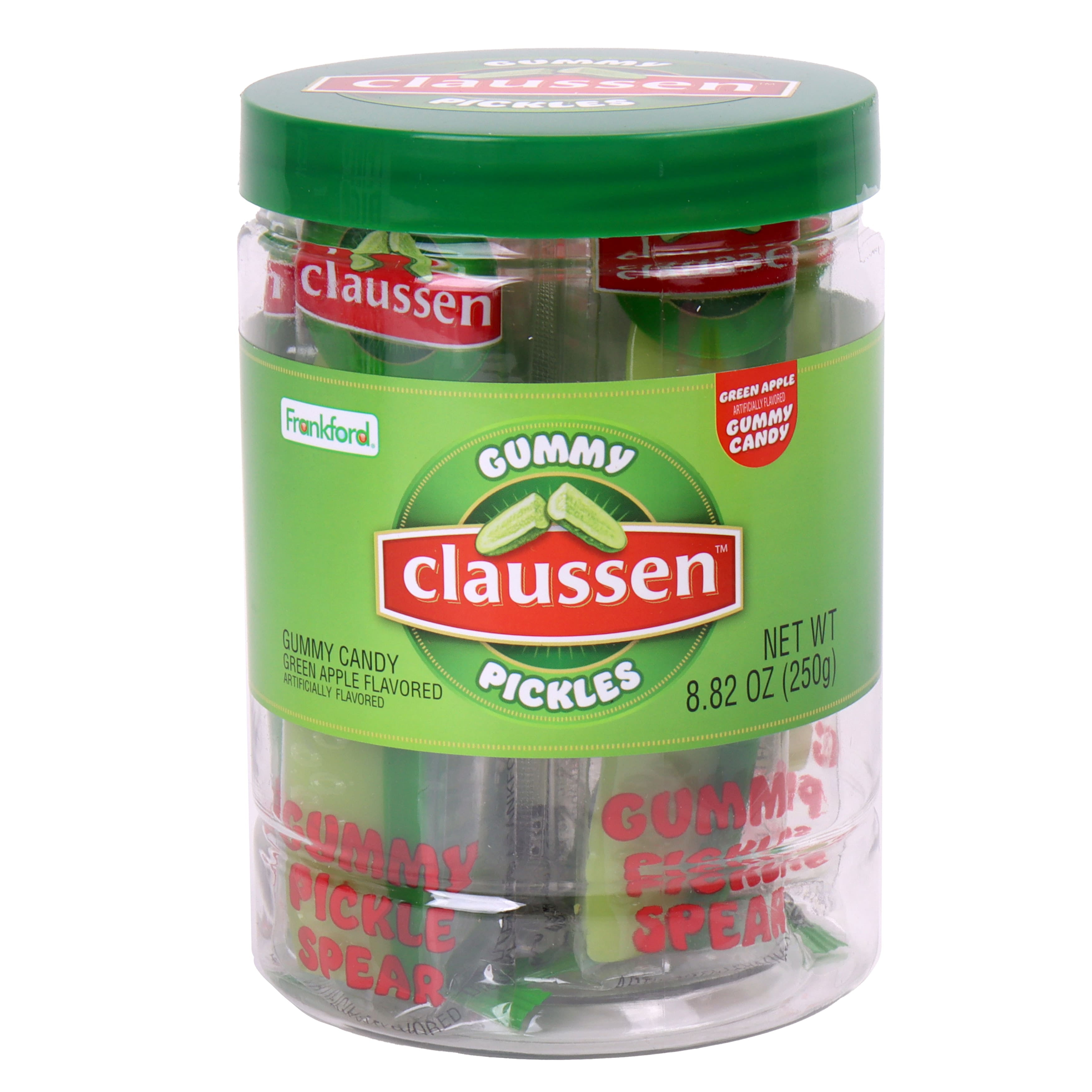 Frankford Claussen Holiday Gummy Pickle Spears Jar 8.82 Ounces
