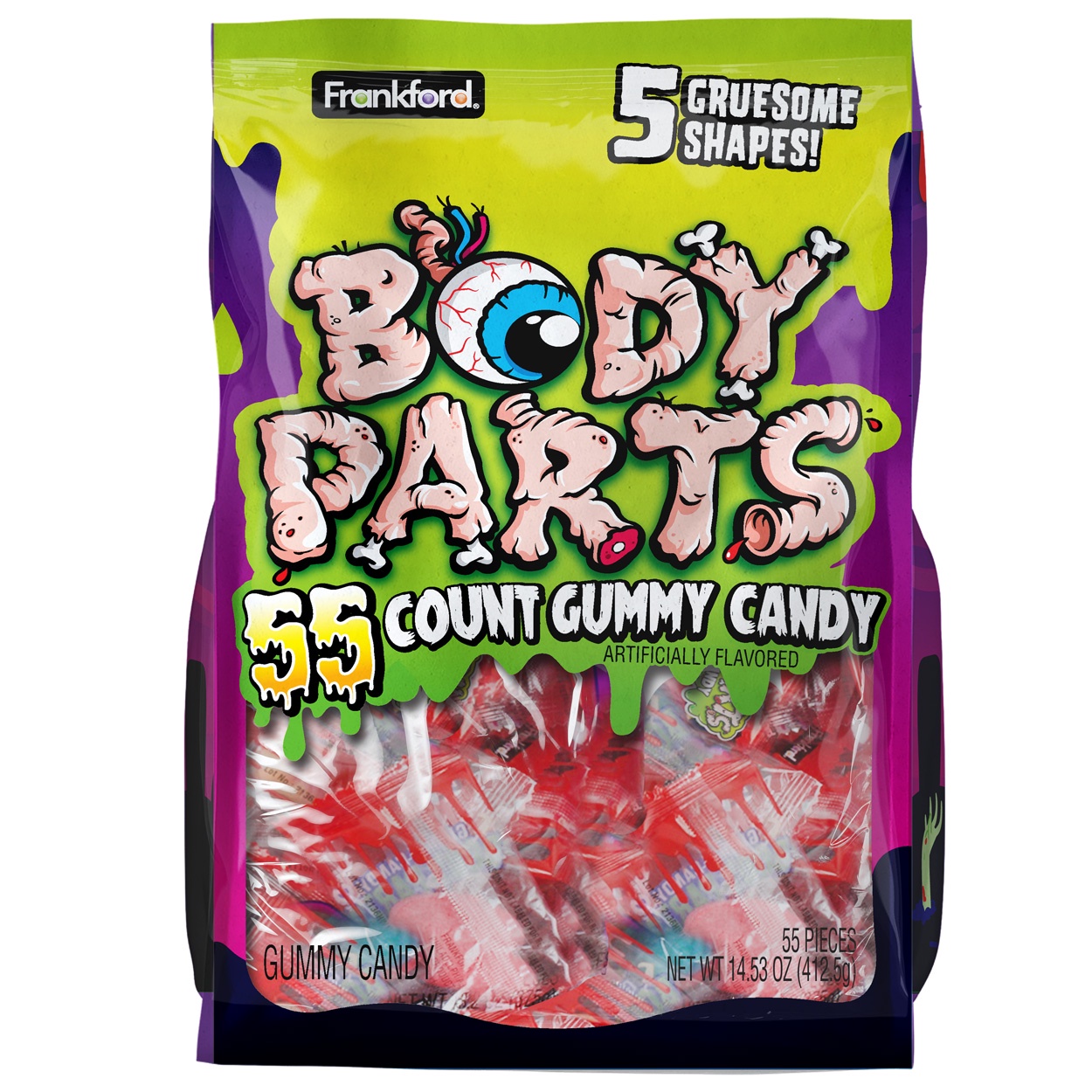 Frankford Gomitas de Partes del Cuerpo para Halloween, Bolsa de 55
