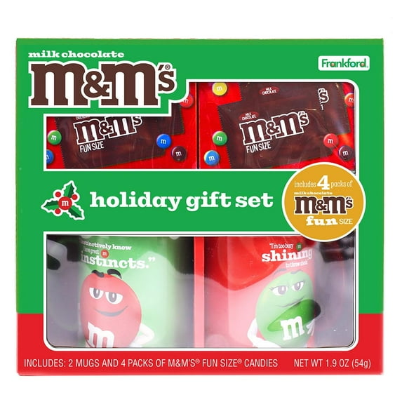 Frankford Mars Milk Chocolate M&M's Holiday Mug Gift Set, 2-pack, 1.9oz