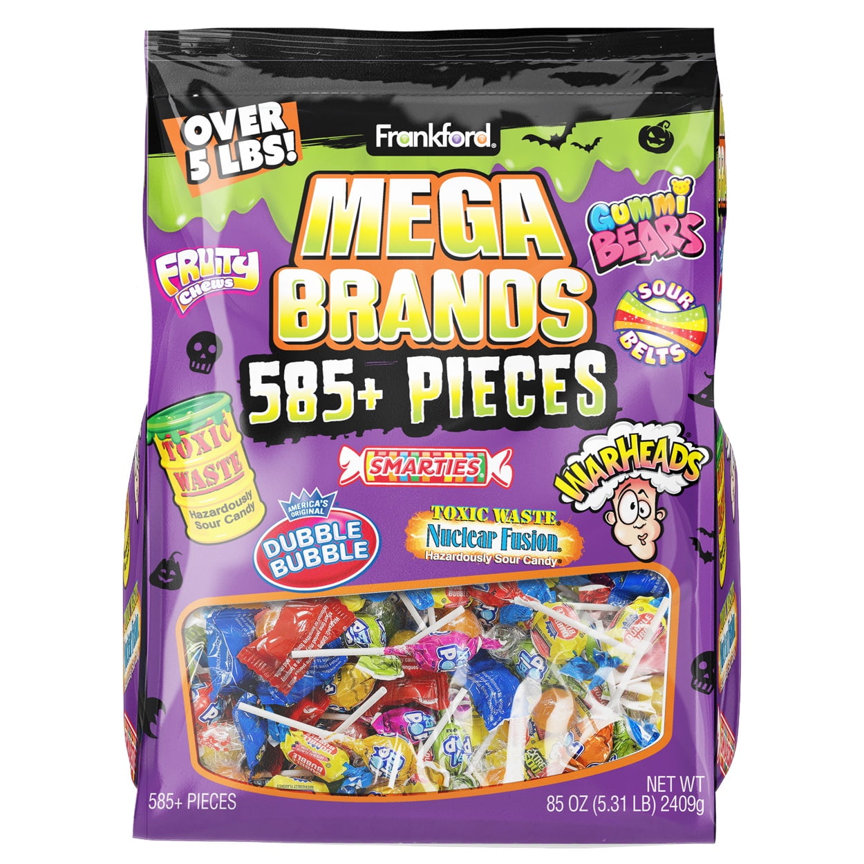 Frankford Mega Brands Assorted Halloween Bulk Candy Bag, 585+