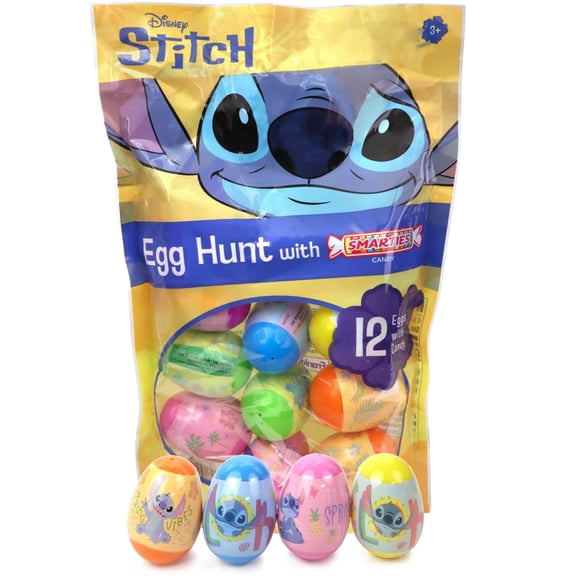 Frankford Pre-Filled Stitch Easter Eggs with Candy, Basket Stuffers, Egg Hunt Essentials, 12 Count