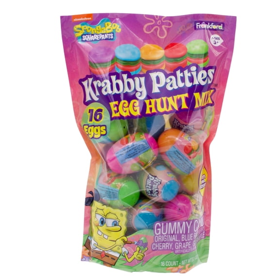 Frankford, SpongeBob Krabby Patties 16 Count Easter Eggs with Fruit Flavor Gummy Candy, 5.08oz