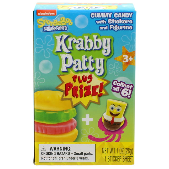 Frankford SpongeBob SquarePants Gummy Krabby Patty Plus Prize, Assorted Fruit Flavor, 1 oz
