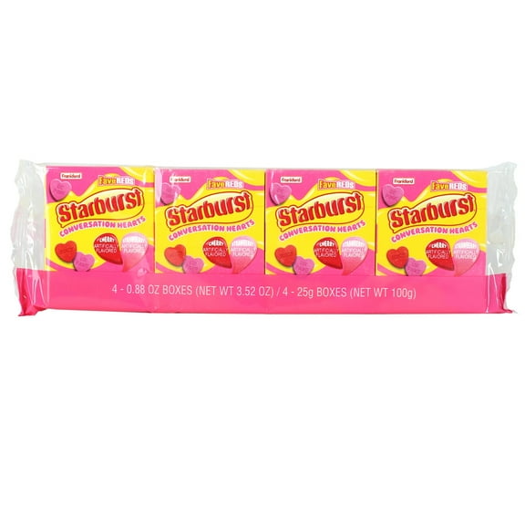 Frankford Starburst FaveReds Conversation Hearts, Valentine's Candy, Pack of 4, .88 Ounces per Box
