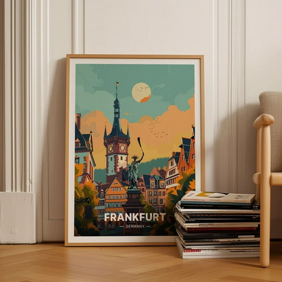Frankfurt Travel Poster, Germany Cityscape Art, Europe Wall Decor, Unique Wedding Gift, Birthday Present Idea Wall Art, Modern Wall Decor, 24x36 UNFRAMED