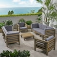 thumbnail image 1 of Frankie Outdoor 8 Seater Acacia Wood Sofa and Club Chair Set, Gray and Dark Gray, 1 of 14