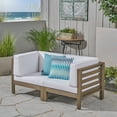 thumbnail image 1 of Frankie Outdoor Acacia Wood Sectional Loveseat with Cushions, Gray, White, 1 of 7