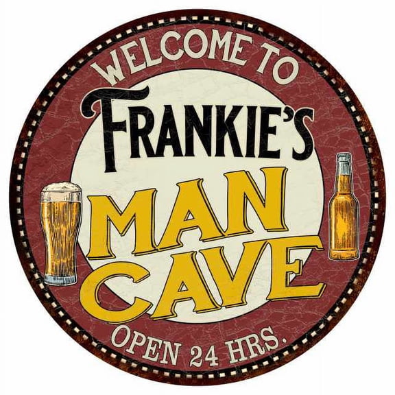 Frankie's Man Cave 14" Round Metal Sign Kitchen Bar Wall Decor 100140035402