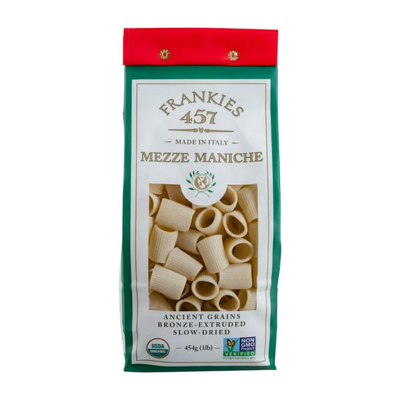 Frankies 457 Artisanal Mezze Maniche Pasta - Authentic Premium Italian Handcrafted Pasta - Imported from Italy - NON GMO Verified - USDA Organic Certified - 16 oz (1 LB)