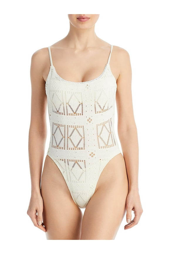 Womens Juliet Eyelet Open Back One-Piece Swimsuit