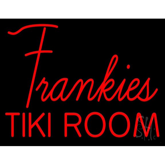 Frankies Tiki Room LED Neon Sign 24 x 31 - inches, Clear Edge Cut Acrylic Backing, with Dimmer - Bright and Premium built indoor LED Neon Sign for Bar decor.