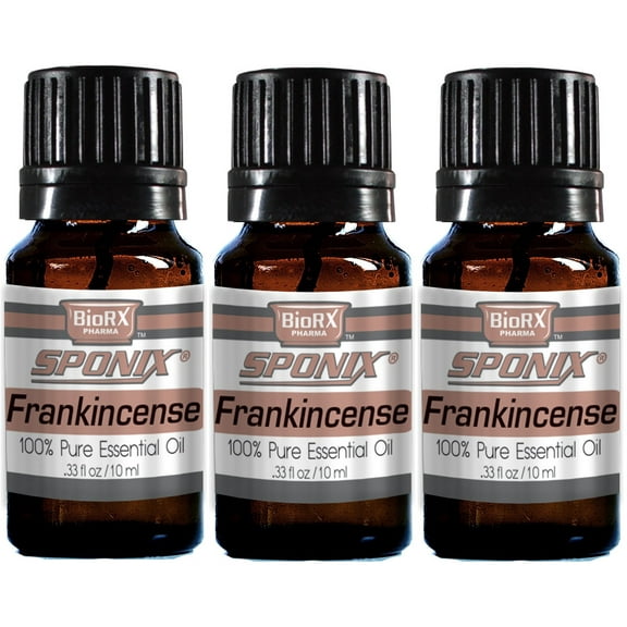 Frankincense Essential Oil 10 ml / 0.33 oz. for Aromatherapy - Pack of 3 - Made with 100% Pure Therapeutic Grade Essential Oils by Sponix Set of 3